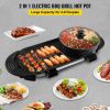 VEVOR 2 in 1 BBQ Grill and Hot Pot with Divider, Aluminum Alloy Electric BBQ Stove Hot Pot, Separate Dual Thermostat Teppanyaki Grill Pot with 5 Speed