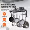 VEVOR Pot Rack Wall Mounted, 24 inch Pot and Pan Hanging Rack, Pot and Pan Hanger with 12 S Hooks, 55 lbs Loading Weight, Ideal for Pans, Utensils