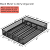 Vesteel Kitchen Drawer Organizer, Black Mesh Wire Utensil Tray, Narrow Metal Cutlery Holder/Divider with Foam Feet