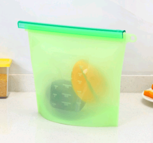 Silicone fresh-keeping bag vacuum sealed bag food  storage bag refrigerator food fruit storage bag (Option: Green-500ml)