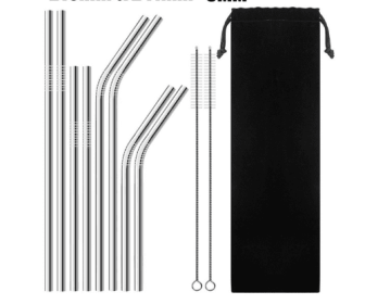 Colourful Reusable Stainless Steel Straws (Option: Silver1-Suit)