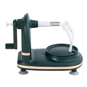 Apples Machine Peeler Clipping Fruit Peeling Slicer Cutter Peeler Kitchen Tool Handcrank Fruit Peeler Automatic Rotation Peeling (Color: Dark Green)