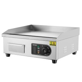 VEVOR Commercial Electric Griddle, 1700W Countertop Flat Top Grill, 122°F-572 °F Adjustable Temp (Flatbed Type: Full Flat, Pan Size: 18 inch)