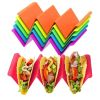 1pc/6pcs Colorful Taco Holder Stands - Premium Large Taco Tray Plates Holds Up To 3 Or 2 Tacos Each, PP Health Material Very Hard And Sturdy